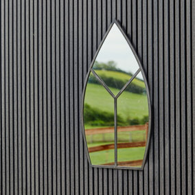 Leaf Arch Outdoor Mirror - Glass - L1.5 x W50 x H90 cm - Natural Black