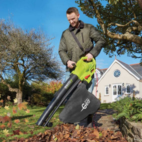 Leaf Blower Vacuum & Shredder Mulcher, Electric 3 in 1, Variable Speed with Large 45L Capacity Collection Bag, 10m Cable, 3500W