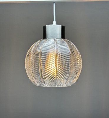 Leaf Design in a Clear Glass Light Pendant
