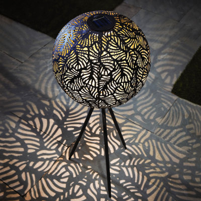 Leaf Effect Solar Powered Sphere Light - 80 x 29cm Warm LED Glow Globe Garden Lighting - Outdoor Patio Pathway Balcony Decor