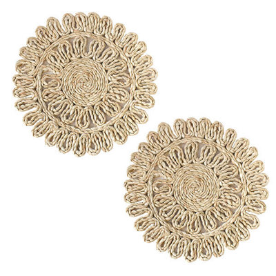 Leaf & Loom Set of 2 Bulrush Flower Mats