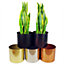 Leaf Metal Planter Plant Pot with Polished Gold Finish 20 x 18cm