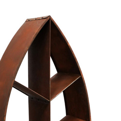 Leaf on Stand Sculptural Log Storage Natural Rust H124cm W70cm - 3