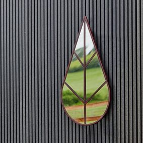 Leaf Outdoor Mirror - Glass - L1.5 x W50 x H90 cm - Natural Rust