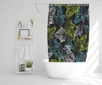 Leaf Print on Dark Background (Shower Curtain) / Default Title