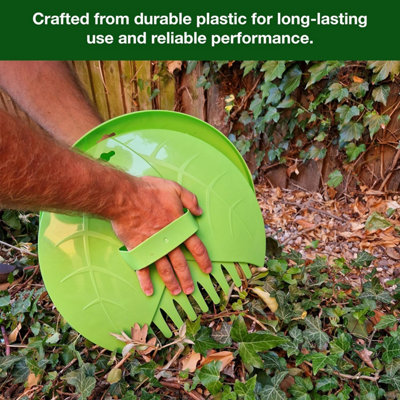 Leaf Rake & Grass Rake Set-Durable Plastic Hand Rake Garden Tool Ergonomic Leaf Grabbers & Garden Equipment for Well  Yard Cleanup - 5