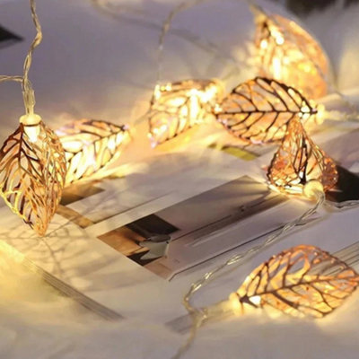 Leaf Shaped LED Fairy String Lights Battery Powered Decor