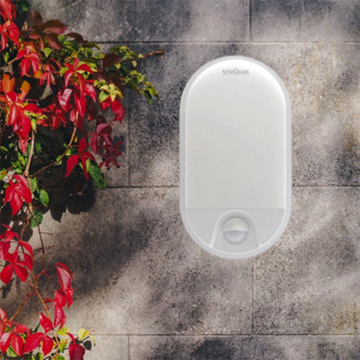 LEAH - CGC White Opal Oval Outdoor Wall Light With PIR Motion Sensor