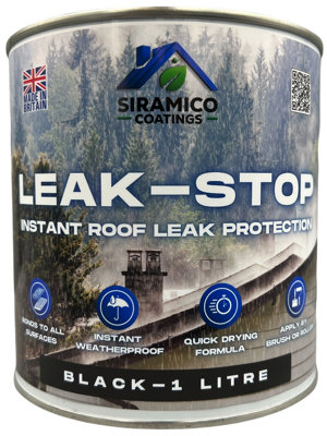 Leak Stop Rapid Roof Repair Paint - Black - 1 Litre - Instant Waterproof Roof Sealant