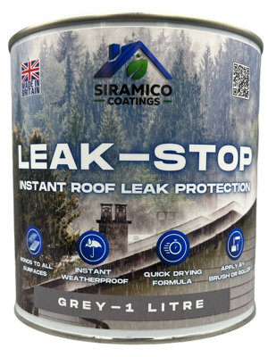 Leak Stop Rapid Roof Repair Paint - Grey - 1 Litre - Instant Waterproof Roof Sealant