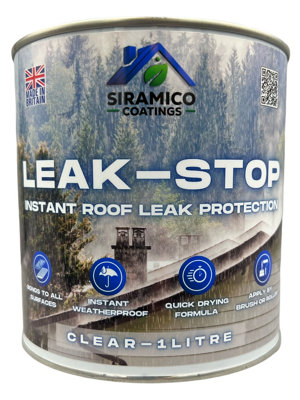 Leak Stop Rapid Roof Repair Sealant Paint Clear - 1 Litre - Instant Waterproofing