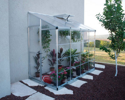 Lean To Greenhouse 8 x 4 - Silver Hybrid Polycarbonate - L243.8 x W123.8 x H224.7 cm - Silver - 3
