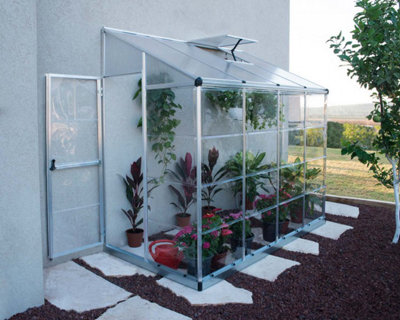 Lean To Greenhouse 8 x 4 - Silver Hybrid Polycarbonate - L243.8 x W123.8 x H224.7 cm - Silver - 4