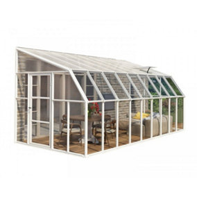 Lean To Greenhouse Sun Room Clear 8X18 - Polycarbonate/Acrylic - L570 x W257 x H266 cm