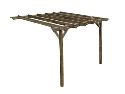 Lean to wooden garden pergola kit - Champion design wall mounted gazebo ...