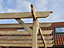 Lean to wooden garden pergola kit - Longhorn design wall mounted gazebo, 1.8m x 3.6m (Natural finish)