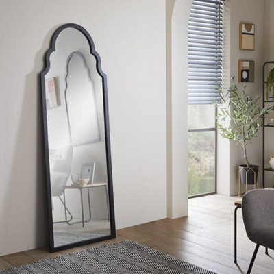 Leaner Mirror Casablanca Arched Shape with Black Frame for Hanging at Entry way or Corridor, Living room- H 170cm X W 60cm x D 4cm