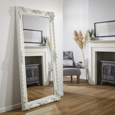 Leaner Mirror Grand Louis Rectangular Shape with White Frame- H 180cmxW 90cmxD 6.5cm for Hanging in Entryway