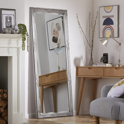 Leaner Mirror Highbury Rectangular Shape with Antique Silver Frame- H 165cm x W 74cm for Hanging in Anywhere Inside of Your Home