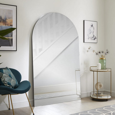 Leaner Mirror Simplistic Arched Shape with Arch Black Outline- H 180cmxW 110cmXD 5cm for Hanging in Living Room, Bedroom