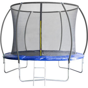 Leapfrog 10FT or 305cm Round Outdoor Trampoline with Blue Padding, Internal Safety Enclosure and Ladder