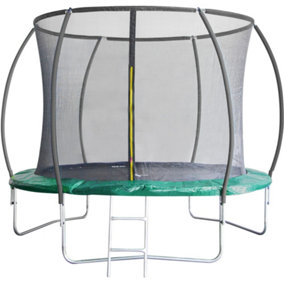 Leapfrog 10FT or 305cm Round Outdoor Trampoline with Green Padding, Internal Safety Enclosure and Ladder