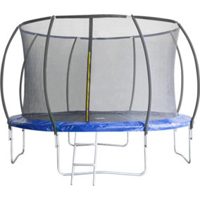 Leapfrog 12FT or 366cm Round Outdoor Trampoline with Blue Padding, Internal Safety Enclosure and Ladder