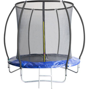 Leapfrog 8FT or 244cm Round Outdoor Trampoline with Blue Padding, Internal Safety Enclosure and Ladder