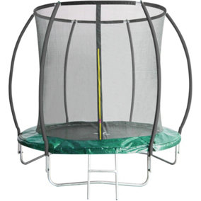 Leapfrog 8FT or 244cm Round Outdoor Trampoline with Green Padding, Internal Safety Enclosure and Ladder