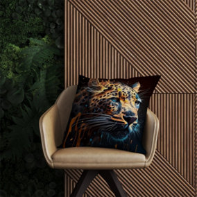 Leapoard Face Splashart On Dark Background Outdoor Cushion 60cm x 60cm
