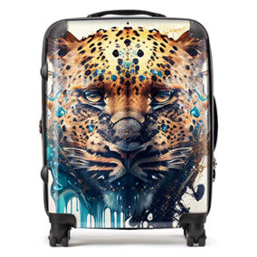 Leapoard Face Splashart On Light Background Suitcase - Large