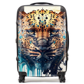 Leapoard Face Splashart On Light Background Suitcase - Medium