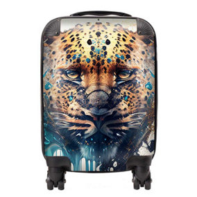 Leapoard Face Splashart On Light Background Suitcase - Small