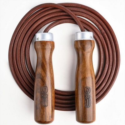 Leather Adult Indoor Gym Skipping Jump Speed Rope Wooden Handle Home ...