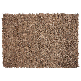Leather Area Rug 160 x 230 cm Beige MUT