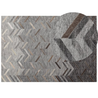 Leather Area Rug 160 x 230 cm Grey ARKUM