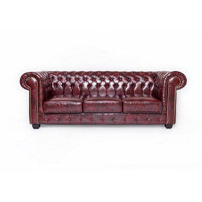 Leather Chesterfield Sofa Suite 3 Seater
