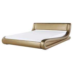 Leather EU King Size Waterbed Gold AVIGNON