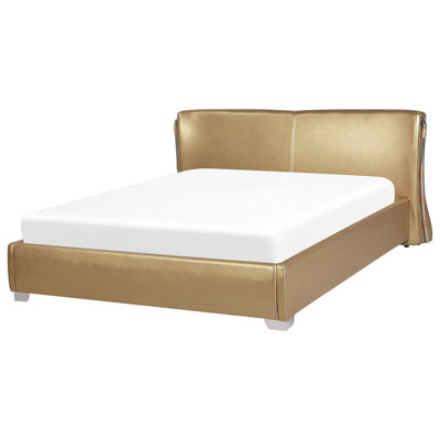 Leather EU King Size Waterbed Gold PARIS DIY at B&Q