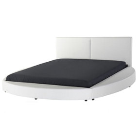 Leather EU Super King Size Bed White LAVAL