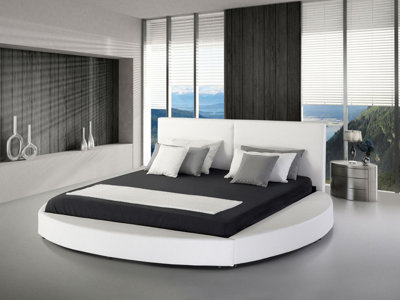 Leather EU Super King Size Waterbed White LAVAL