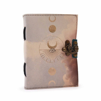 Leather Moon Phases Deckle-Edge Notebook - Handmade, Rustic & Elegant