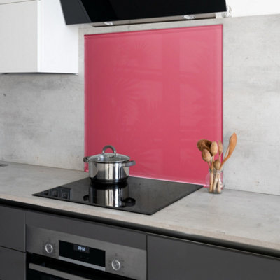 Leather Pink Toughened Glass Kitchen Splashback - 900mm x 900mm