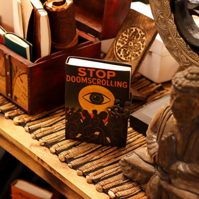 Leather Printed Notebook - Stop Doomscrolling, Mindfulness Journal
