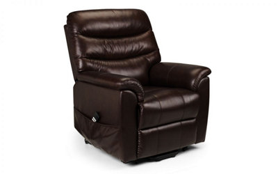 Leather Rise and Recline Chair - Brown