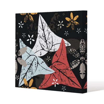 Leaves And Flowers. Autumn pattern (Canvas Print) / 101 x 101 x 4cm