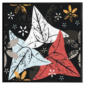 Leaves and flowers. autumn pattern (Picutre Frame) / 12x12" / White