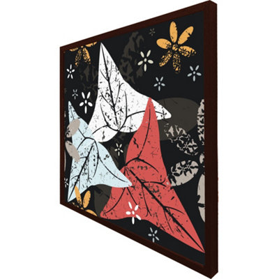 Leaves and flowers. autumn pattern (Picutre Frame) / 20x20" / Grey