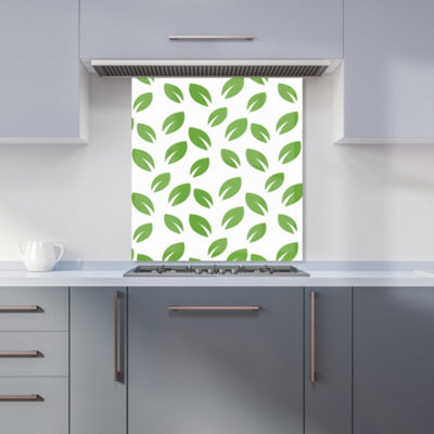 Leaves Pattern Premium Glass Kitchen Splashback W600mm x H650mm