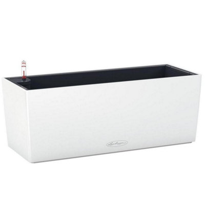 LECHUZA BALCONERA Color 50cm White Window Box, Plastic Self-watering Planter with Water Level Indicator H19 L50 W19 cm